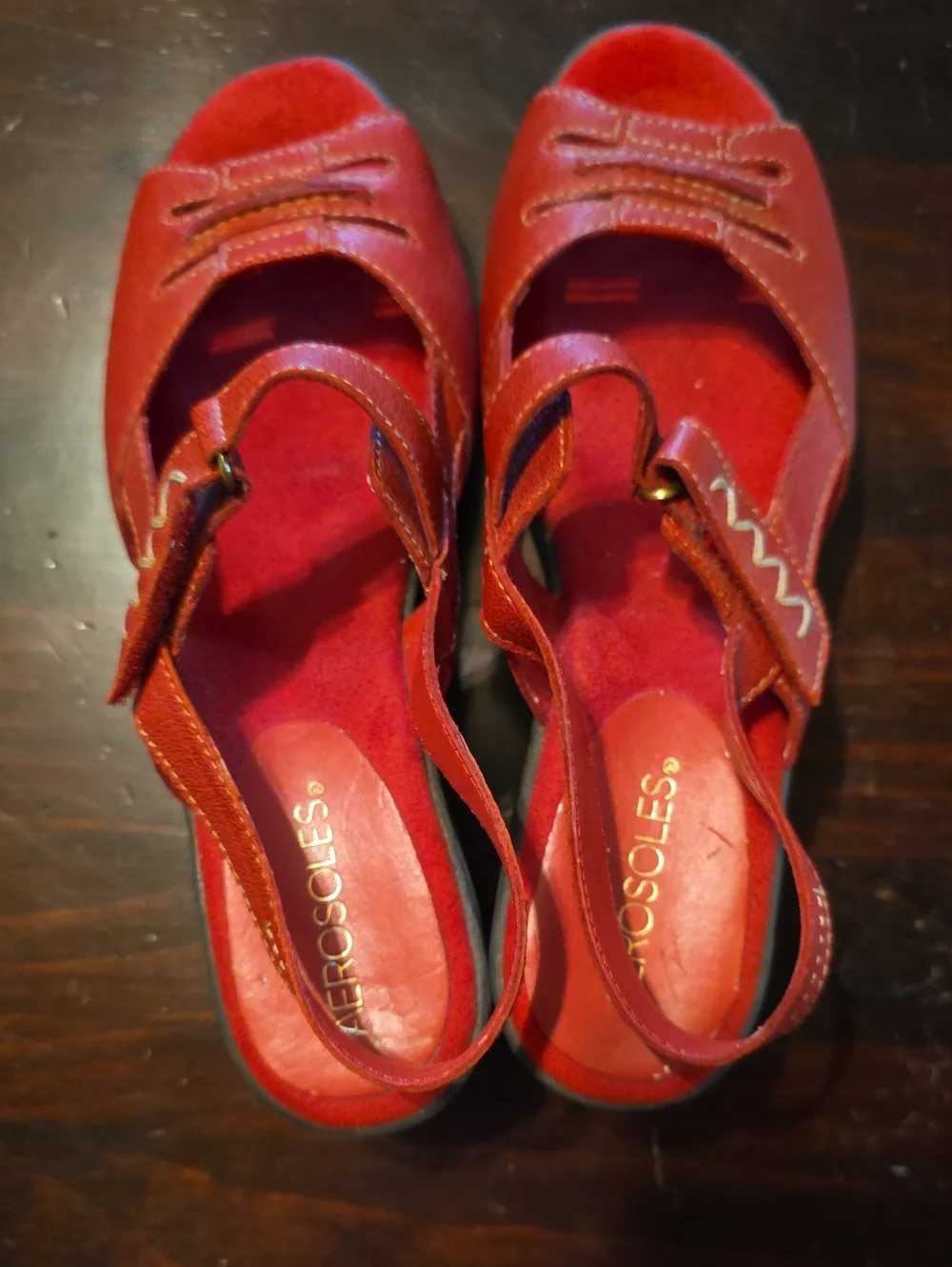 AEROSOLES Red Slingback Mary Jane Wedges